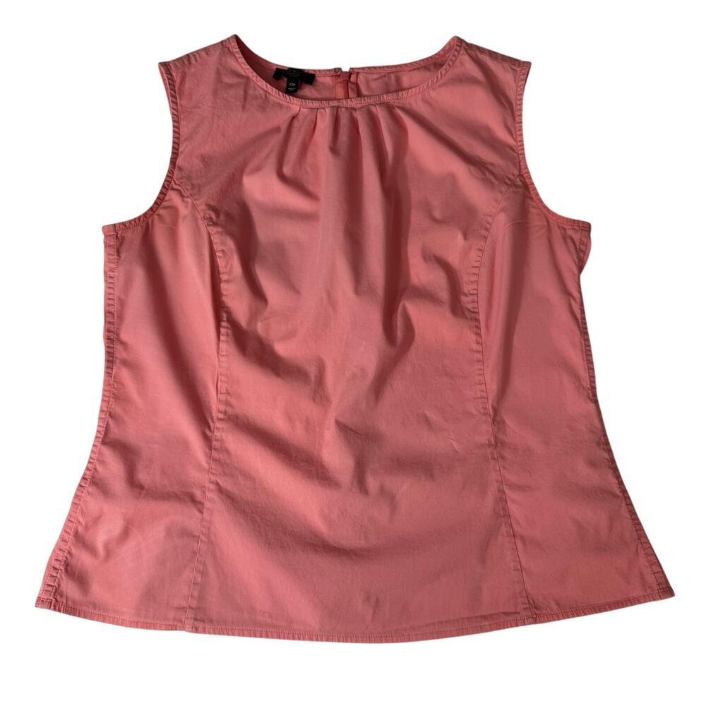 Talbots Womens Sleeveless Top 10P Pink Cotton Stretch Pleated Blouse Preppy